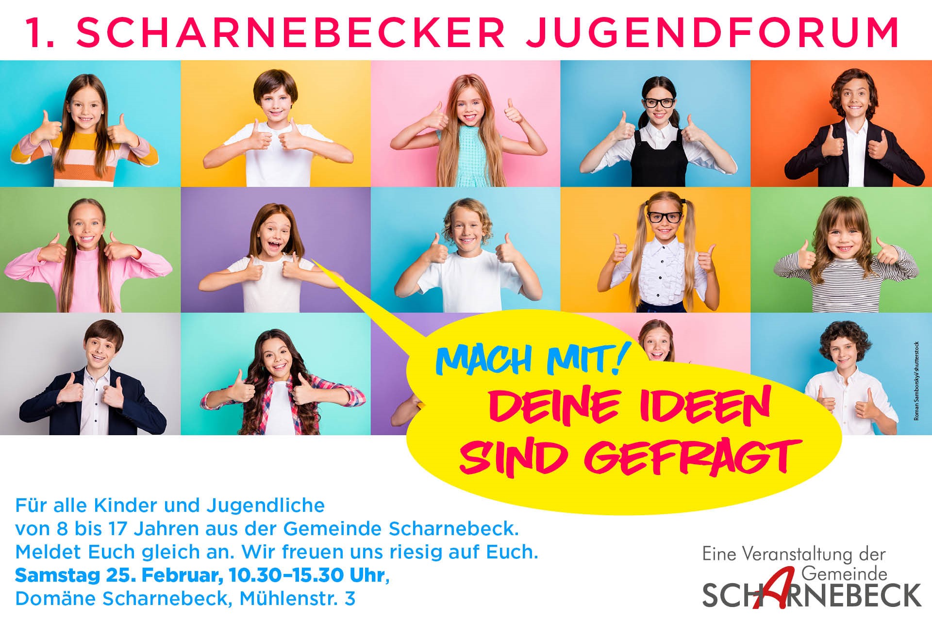 Banner für das Jugendforum Scharnebeck - mit vielen Kindern